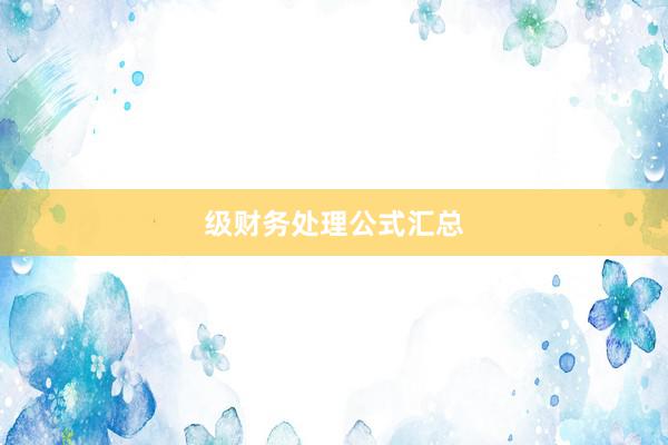 级财务处理公式汇总